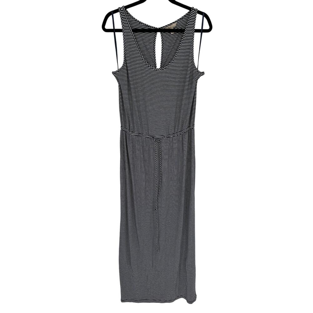Banana Republic Womens Black White Striped‎ Tank Dress Stretch Nautical Maxi M